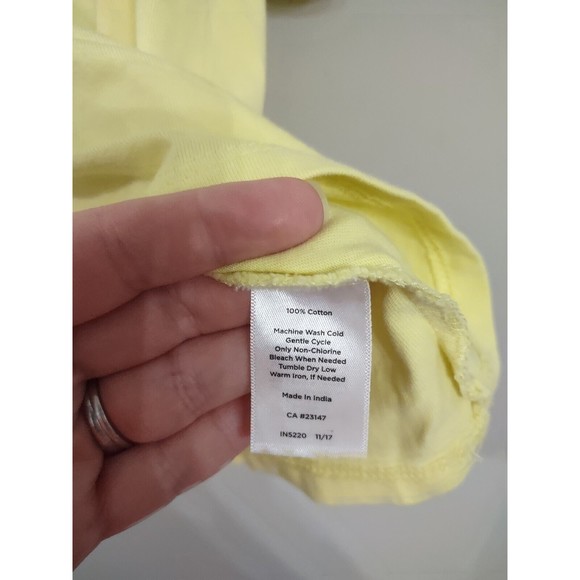 Talbots T Shirt Top Women's Large yellow Ruffle Bell Sleeve Round Neck Stretch - Picture 4 of 7